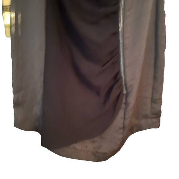 Zara Basic Black Sleeveless Dress Sz M Zipper & Satin Accent Ruching Datenight - Picture 4 of 10